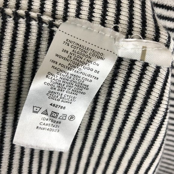 Ann Taylor LOFT Womens Sweater Boat Neck Ruffle Sleeve Striped Black White L - Picture 5 of 5